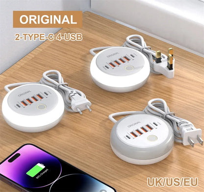 50W USB-C Power Strip Charger - Multi-Port Fast Charging Wall Adapter for iPhone 12/13 & Mobile Devices