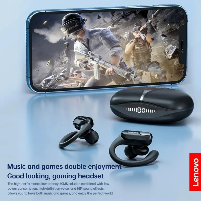 Lenovo XT80 Wireless Earbuds - Bluetooth 5.3 Earphones With Mic Noise Reduction Earhooks Waterproof Headset