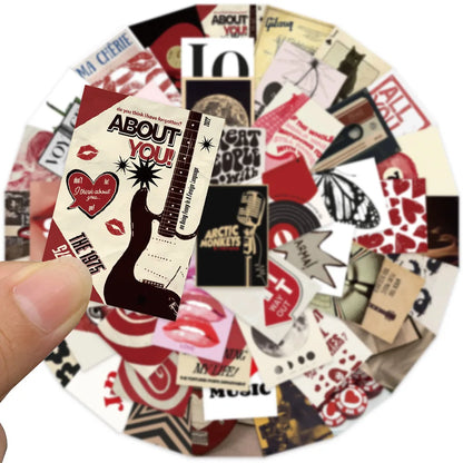 50Pcs Retro Y2K Stickers - Waterproof DIY Decals for Scrapbook, Phone, Luggage & Skateboard Decoration