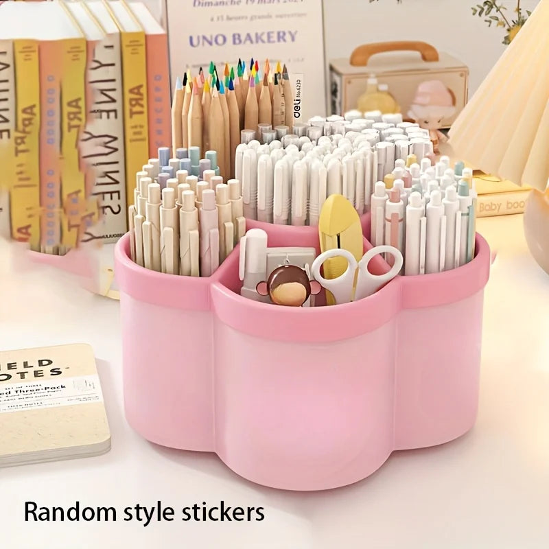 360° Rotating Pen Holder - Cute Large Capacity Desktop Stationery Organizer Storage Box