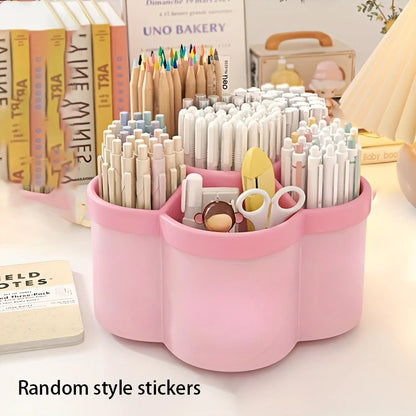 360° Rotating Pen Holder - Cute Large Capacity Desktop Stationery Organizer Storage Box