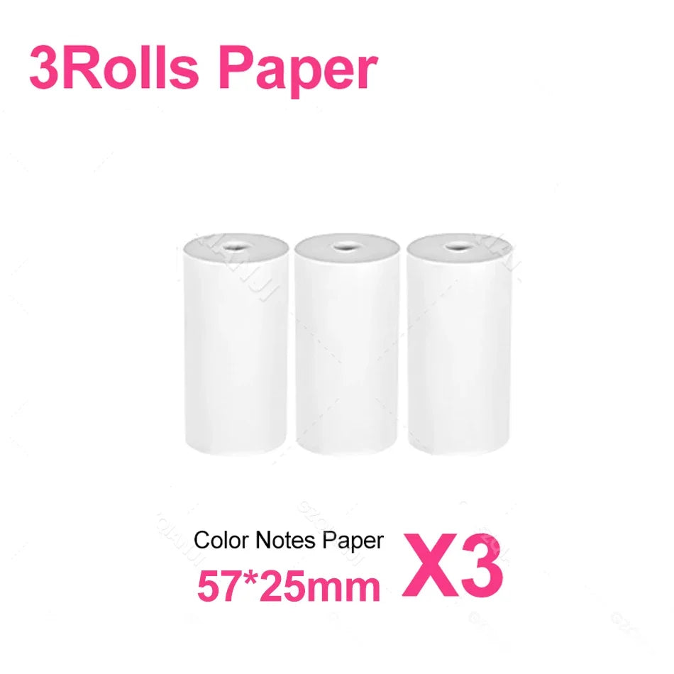 57x25mm Thermal Label Paper Rolls - Adhesive Sticker Refill for Mini Printers & Kids Instant Cameras
