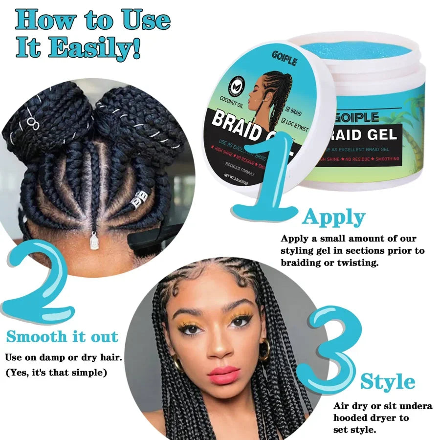 Tea Tree Mint Braid Styling Gel 100g - Edge Control, Frizz Smoothing & Loc Styling Pomade