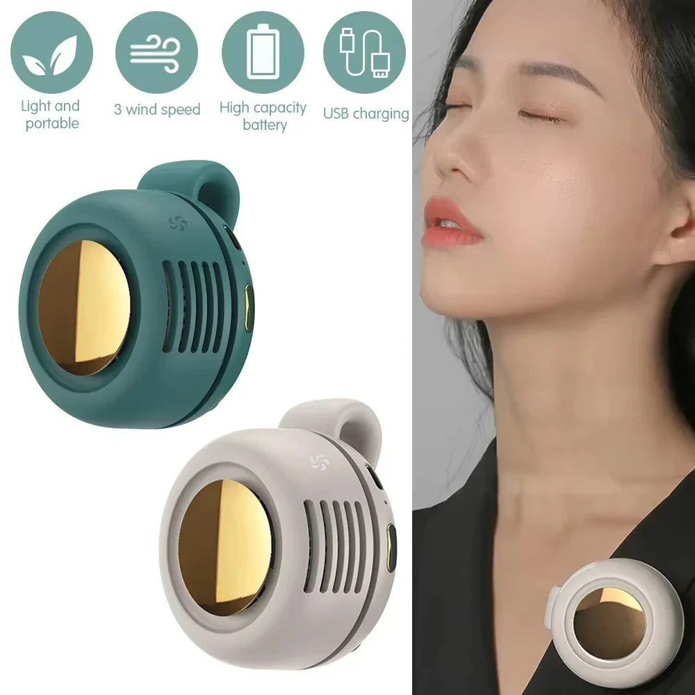 Portable Mini Handheld Bladeless Fan – Rechargeable Clip-On Waist or Desktop Fan for Outdoor Ventilation