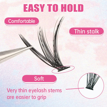 DIY Eyelash Extension Kit — 200 PCS Cluster Lashes with Lash Bond, Seal & Glue Accessories for Makeup Application