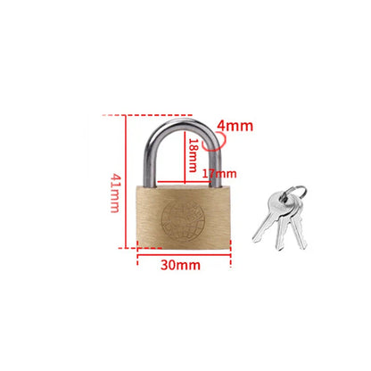 Copper Padlock Small Locks – Luggage, Case, and Locker Security with 3 Keys (20mm-50mm) for Home Improvement Hardware