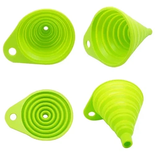 Mini Silicone Foldable Funnel - Collapsible Portable Funnel for Kitchen, Oil, Fuel & More