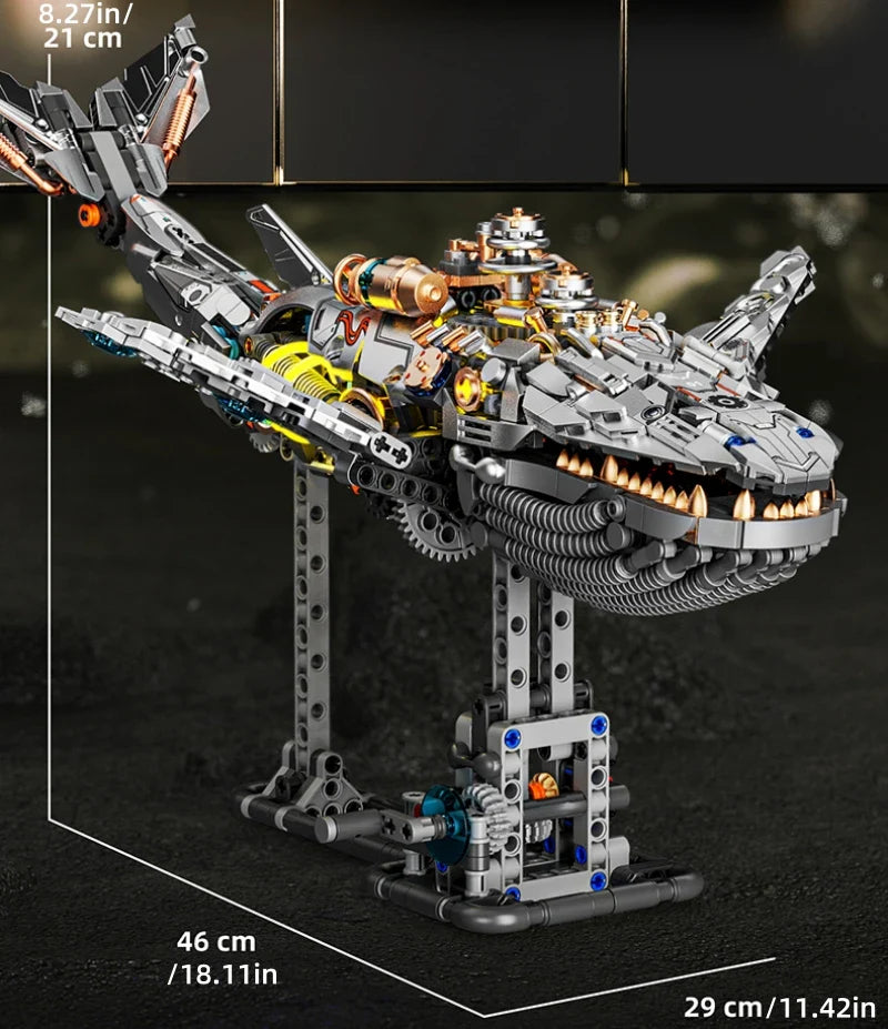 Mechanical Sea Animal Building Blocks Toy – Whale Shark, Octopus, Piranha & Manta Ray with Motor and Lights for Kids