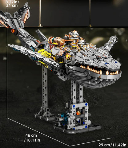 Mechanical Sea Animal Building Blocks Toy – Whale Shark, Octopus, Piranha & Manta Ray with Motor and Lights for Kids