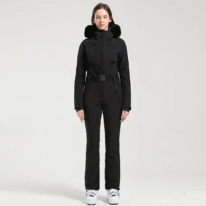 Gsou Women’s Winter Snow Jumpsuit – One-Piece Ski Suit, Thermal Waterproof & Windproof Outdoor Sportswear for Snowboarding