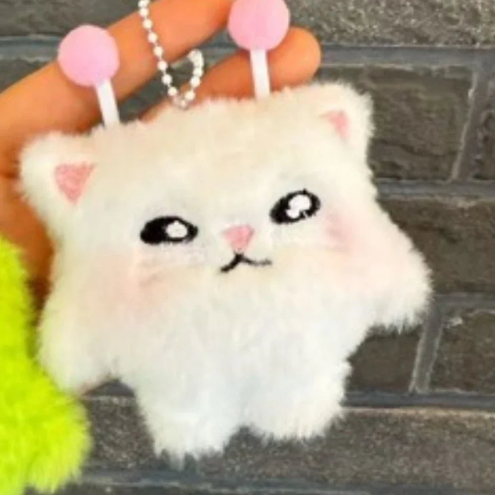 Kawaii Alien Cat Plush Keychain - 2PCS Cute Fluffy Doll Pendant Backpack Charm Gift for Girls