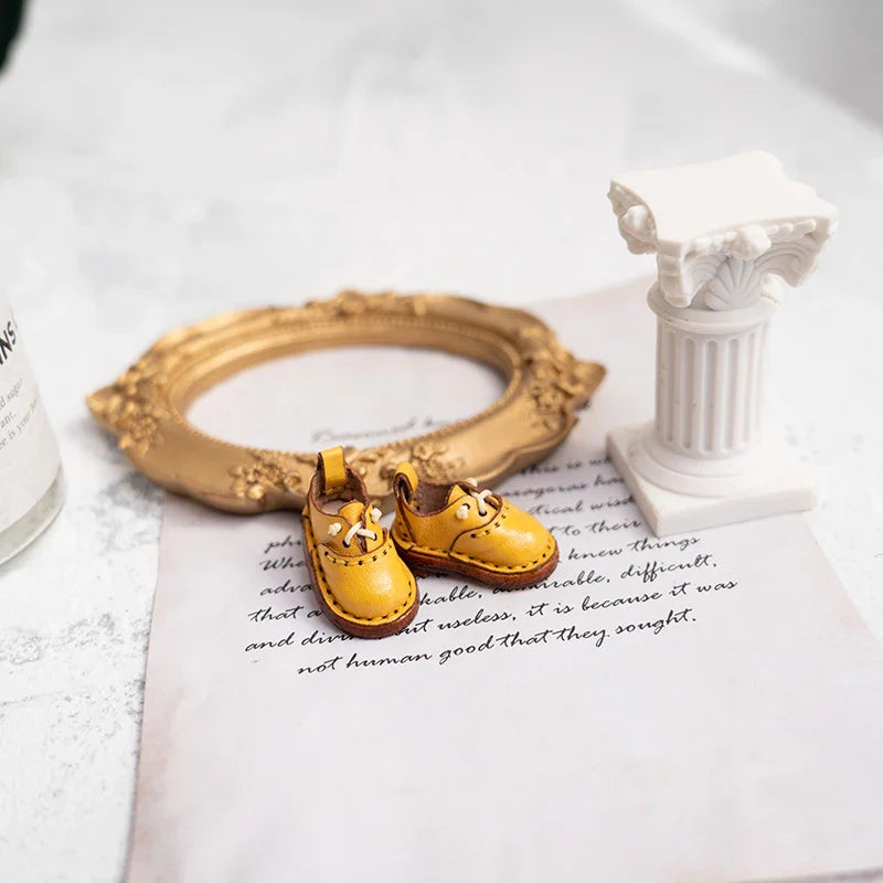 Blythe Baby Mini Cowhide Shoes – Handmade OB22 OB24 UFDOLL Checker Doll Accessories