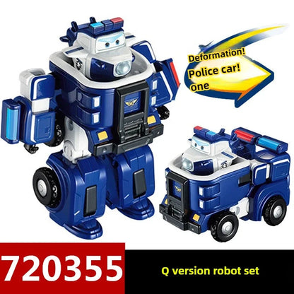 Auldey Super Wings Q Bao Police Transforming Robot Figure - Rescue Fire Truck Action Toy for Kids