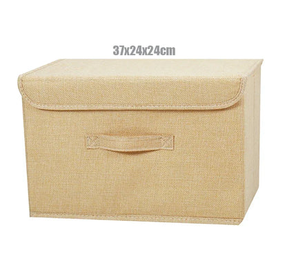 Washable Cotton Linen Folding Storage Box – CD, Toy & Laundry Organizer with Lid