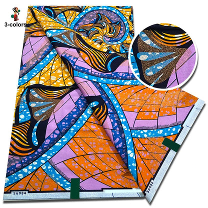 Super Glitter Golden Wax Fabric - Soft Cotton Ankara Batik with Flash Gold Print for Nigerian & African Fashion