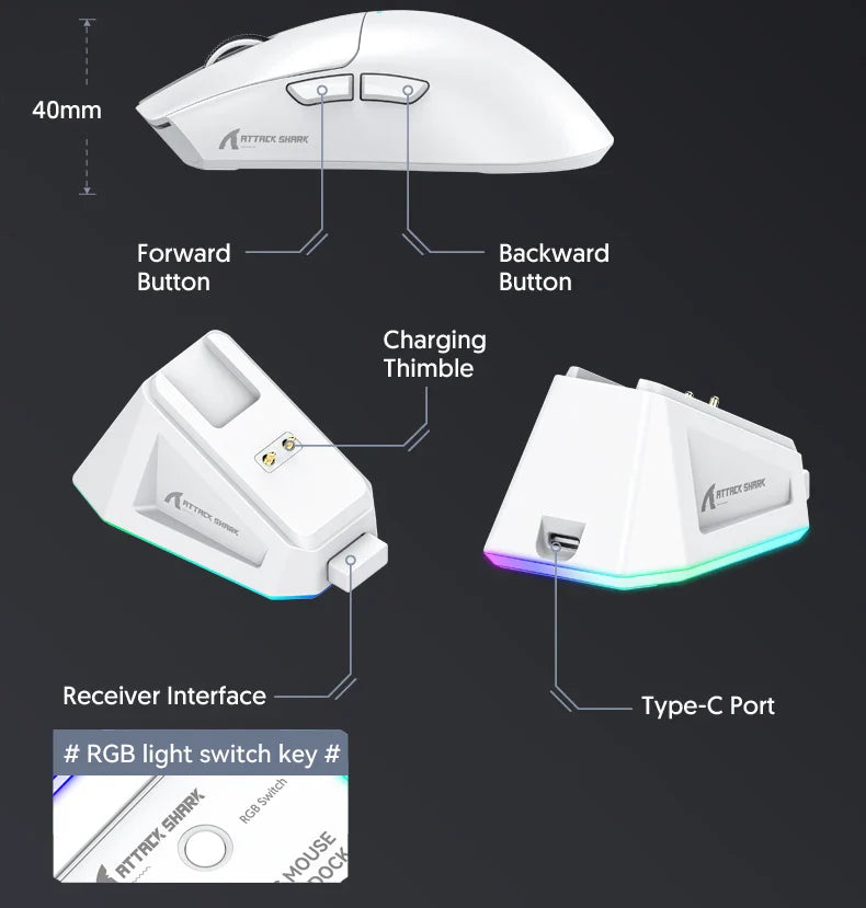 Attack Shark X11 Tri-Mode Wireless Gaming Mouse – 2.4GHz/Wired/Bluetooth PAW3311 22000DPI RGB PC Mouse 400IPS