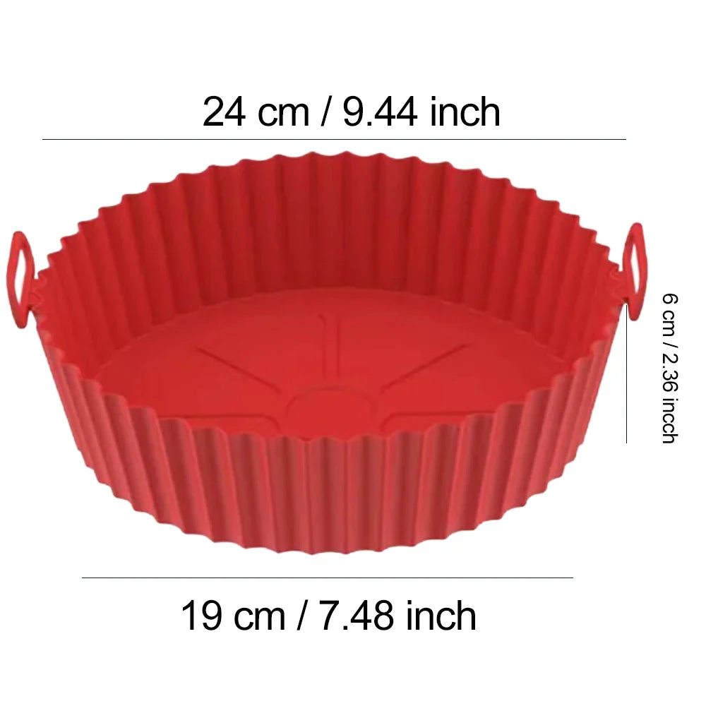 Reusable Silicone Air Fryer Liner Basket with Non-Stick Baking Tray & Pizza Pan for Kitchen Cooking