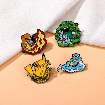 12-Piece Anime Enamel Pin Set - Cute Cartoon Animal Brooches for Backpacks & Gifts