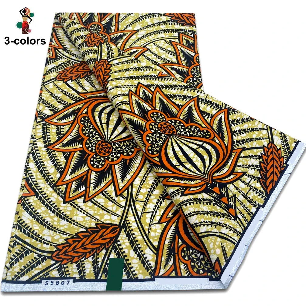 African Ankara Wax Fabric - 100% Cotton Soft Pink Pagne Fashion Print