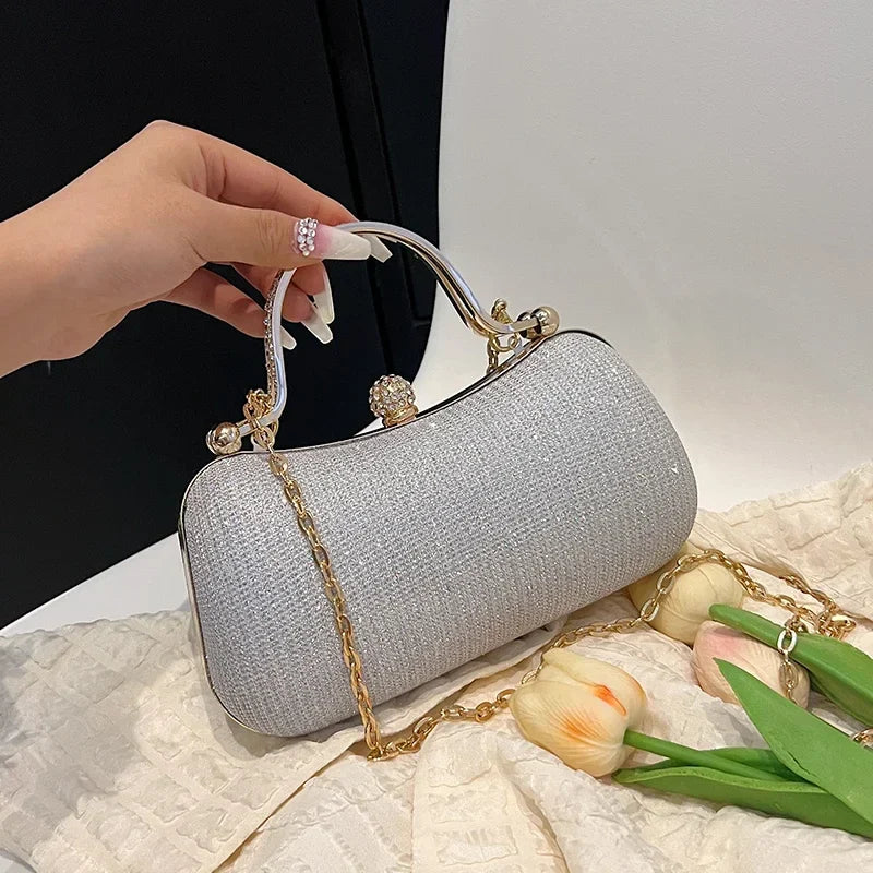 Women’s Chain Evening Shoulder Bag – Vintage Crossbody Handbag Dinner Party Underarm Satchel
