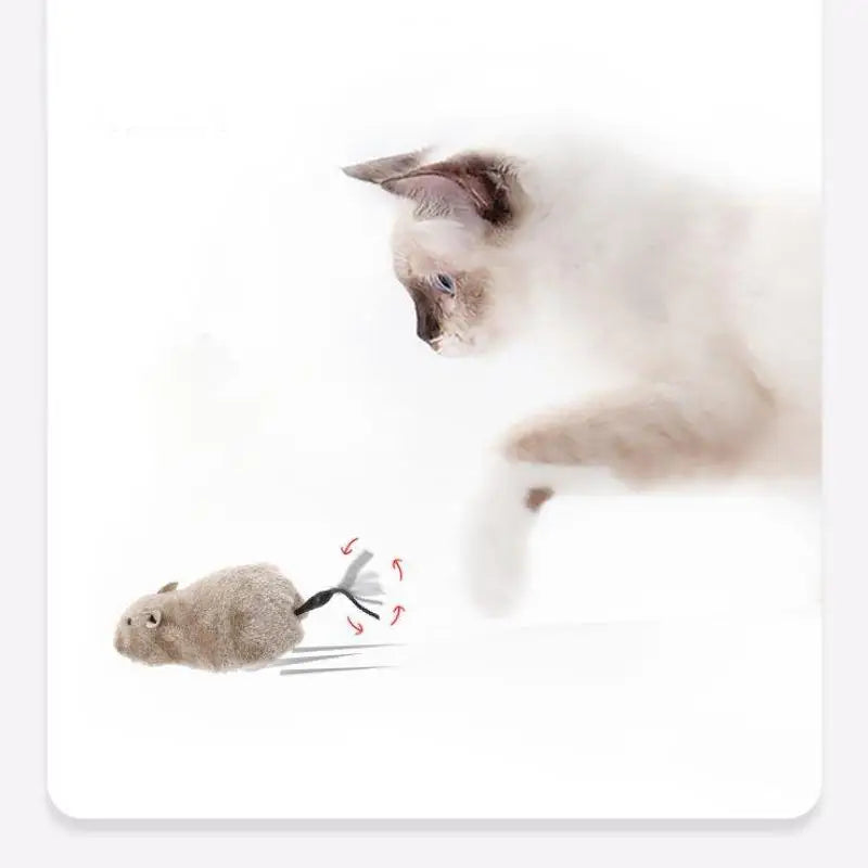 Lifelike Plush Mouse Toy - Funny Running Rat Teaser Toy for Cats, Dogs, and Kids