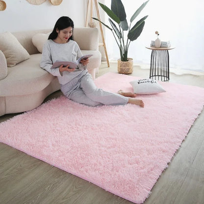 Furry Nordic Style Area Rug – Large Non-Slip Carpet for Living Room, Bedroom & Kids Room, Black/Gray/White Decor