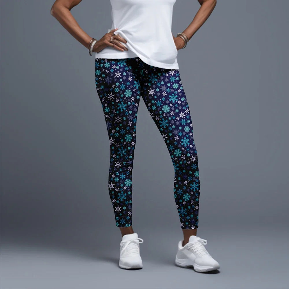 LETSFIND Women High Waist Winter Fitness Leggings, 3D Christmas Print Full Length Stretch Yoga & Casual Trousers