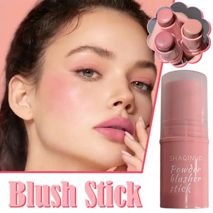 3-in-1 Monochrome Blusher Stick - Cheek & Lip Tinted, Durable Matte Rouge Powder for Natural Contour & Makeup Cosmetics