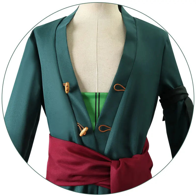 Roronoa Zoro Cosplay Costume - Anime Kimono Robe Cloak Uniform with Earrings for Halloween & Comic Con