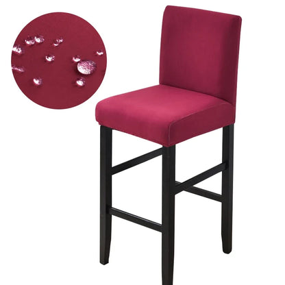 Waterproof Bar Stool Covers - Stretch Short Back Chair Protector Covers for Kitchen Dining Room Cafe Counter Height Seats
