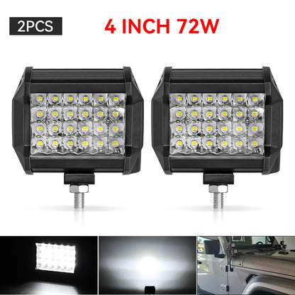 4" / 7" LED Work Light Bar 144W/120W Spot Flood Combo – Off-Road Lighting for Car, Tractor, Boat, Truck, SUV & ATV Repair & Utility Use