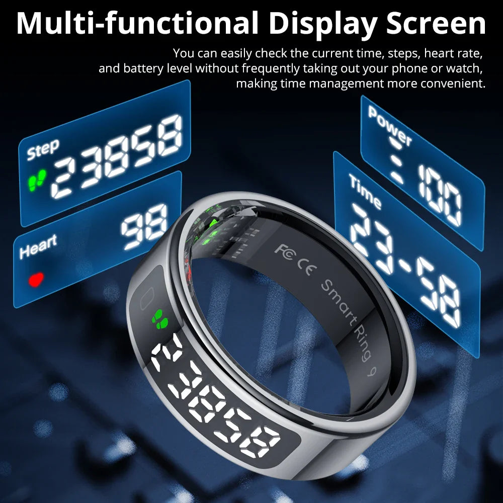 COLMI R12 Smart Ring with Touch Display – Health Manager, Wireless Charging, 5 ATM Waterproof for Men & Women