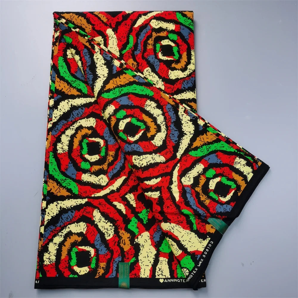 African Real Wax Ankara Fabric - 100% Cotton 6 Yards Nigerian Print Party Dress Sewing Material