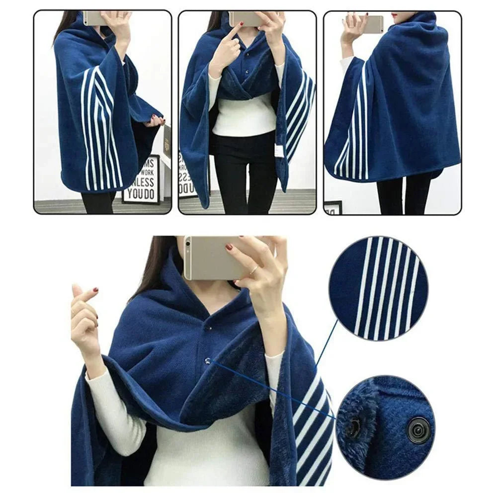 Women’s Double-Layer Tartan Plaid Blanket Scarf – Winter Warm Multifunction Shawl Wrap
