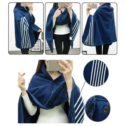 Women’s Double-Layer Tartan Plaid Blanket Scarf – Winter Warm Multifunction Shawl Wrap