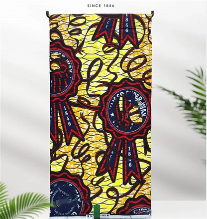 African Real Print Ankara Wax Fabric - Soft 100% Cotton Pagne 6 Yards