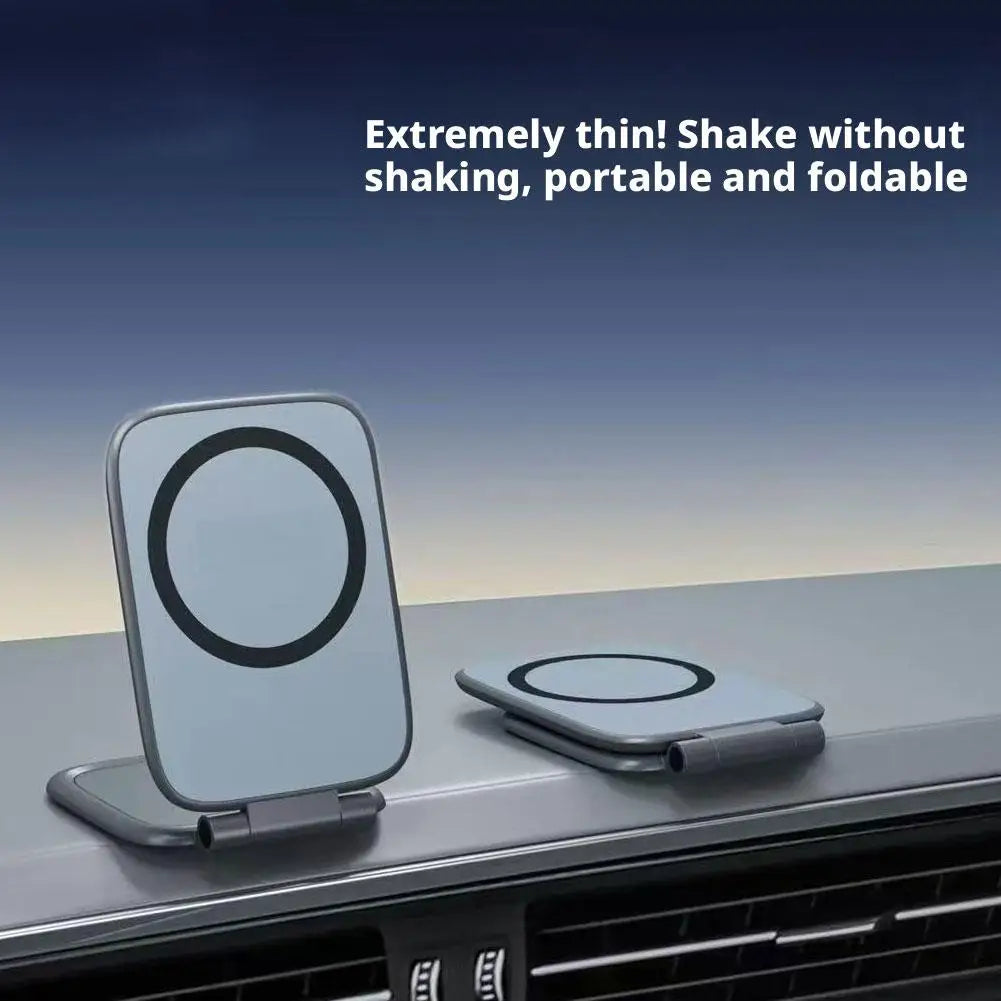Magnetic Car Phone Holder - Foldable Anti-Shake Dashboard Mount for Navigation