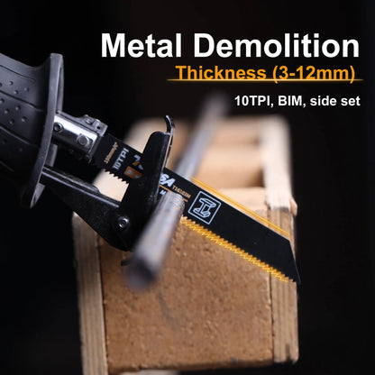 TOLESA 10PCS Reciprocating Saw Blades - Wood Pruning PVC Metal Cutting Sawzall Blades for Demolition Work