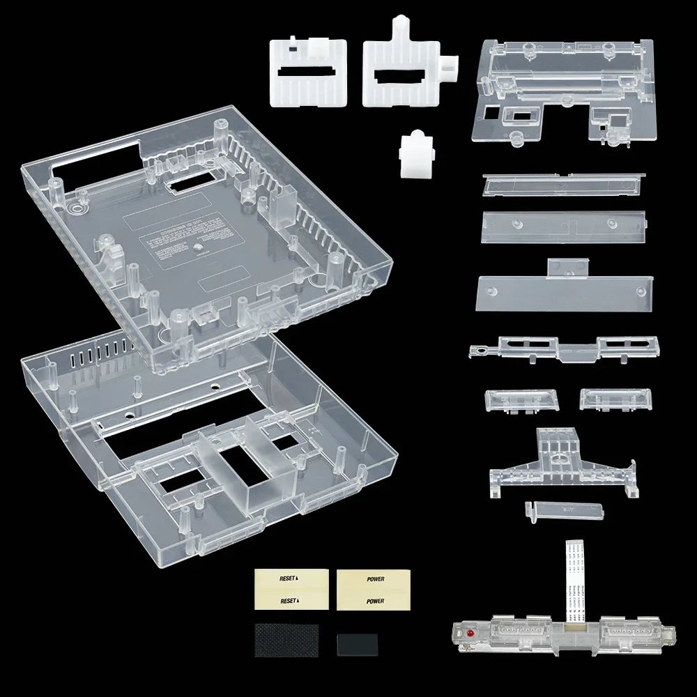Bitfunx SNES Replacement Shell – Transparent Black Case for Nintendo SNES SFC US Version Retro Gaming Console