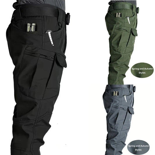Men's Multi-Pocket Cargo Pants - Stretchy Breathable Outdoor Casual Trousers with Regular Fit Design