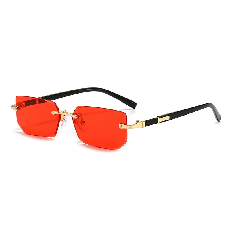 Fashion Rimless Sunglasses – Classic Small Square Frameless Shades for Men & Women, Summer Travel Eyewear