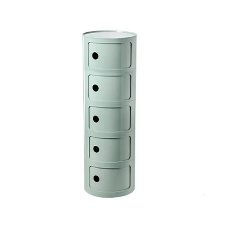 Nordic Minimalist White Bedside Table – Modern Round Plastic Side Cabinet, Small Creative Storage Unit