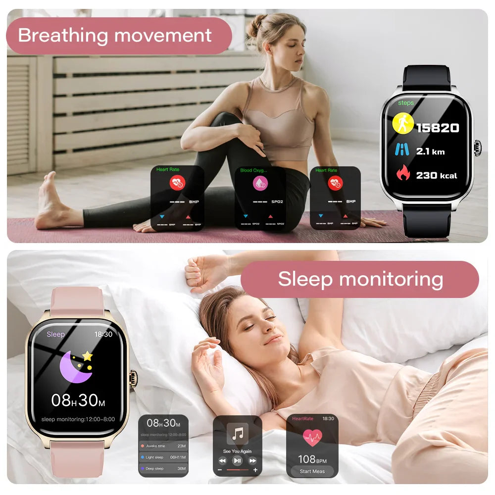 LAXASFIT 2025 Smartwatch – Bluetooth Call, Message Reminder, 24-Hour Health Monitoring, Fitness Smart Watch Gift for Men & Women