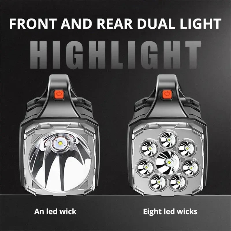 Portable USB Rechargeable Flashlight: Solar LED Light with COB Work Light - Powerful 4-Gear Charge Mobile Phone Camping Lamp
