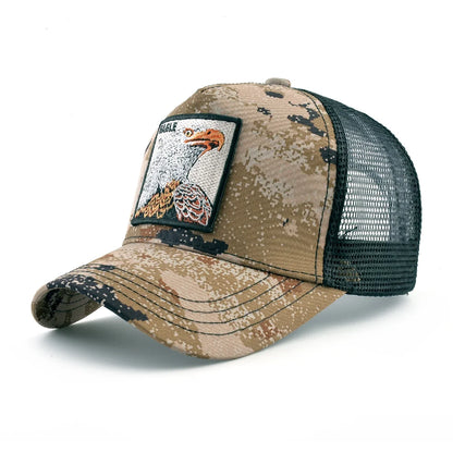Goat Patch Trucker Cap - Embroidered Adjustable Snapback Baseball Hat for Men & Women