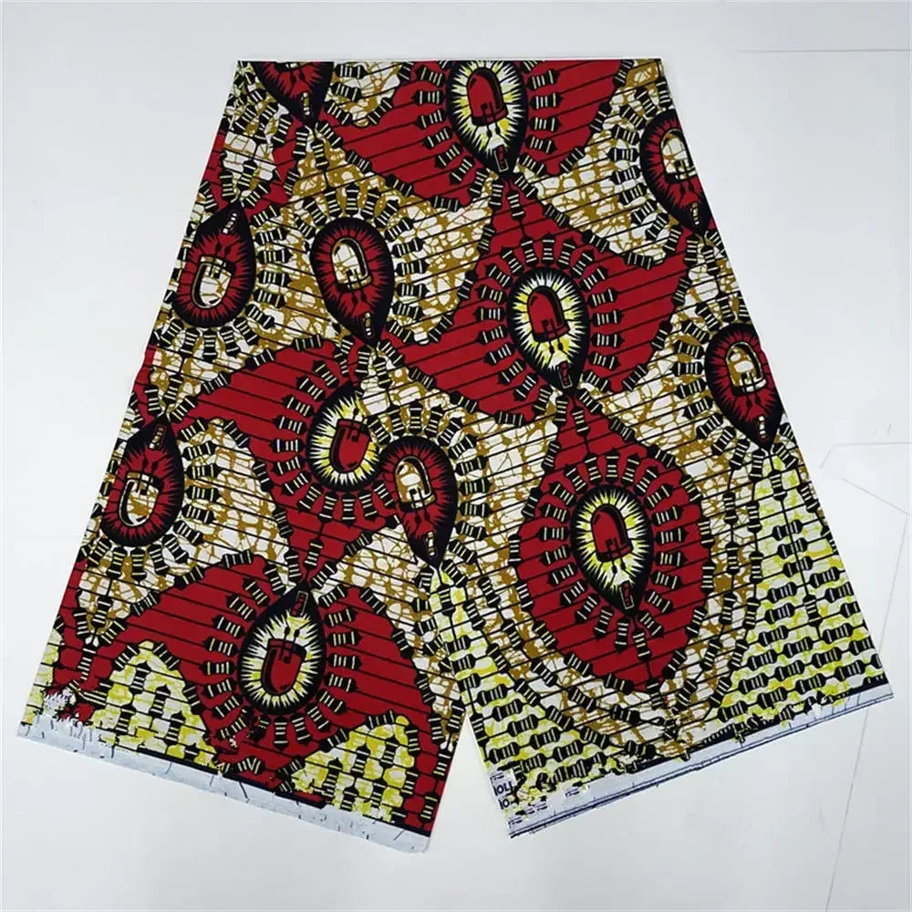 African Wax Print Fabric 6 Yards - Ghana Kente Design Ankara Kitenge Pagne