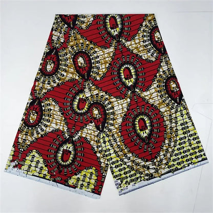 African Wax Print Fabric 6 Yards - Ghana Kente Design Ankara Kitenge Pagne