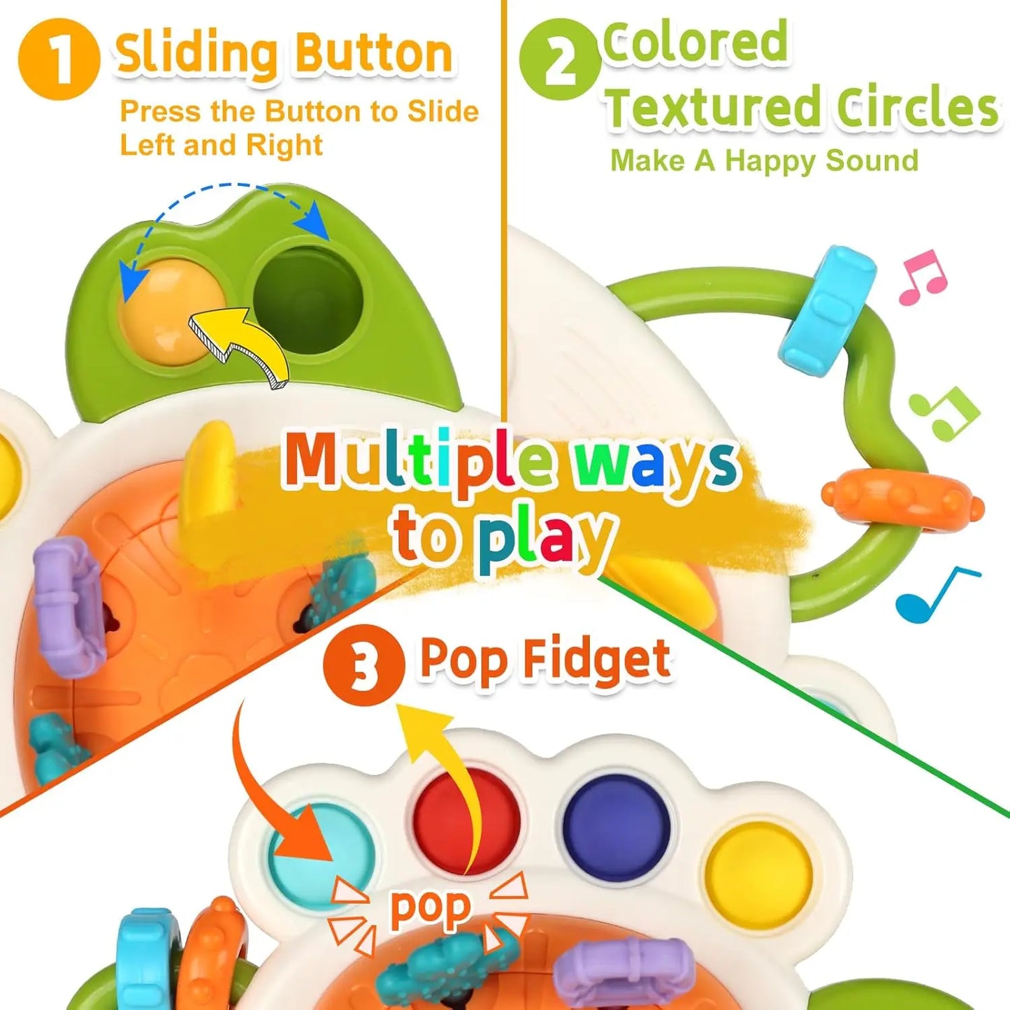Baby Pull String Sensory Toy - Silicone Teething Rattle Montessori Learning Toy for 6-12 Months