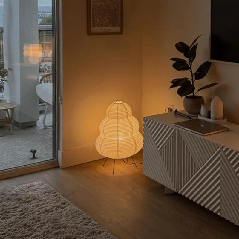 Japanese Style LED Rice Paper Desk Lamp – Tricolor Dimming Home Art Decoration for Living Room, Hotel, Bedroom & Bedside Night Light