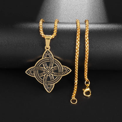 Witchcraft Witch Knot Necklace - Irish Trinity Knot Triple Spiral Pendant, Stainless Steel Ankh Cross Pentagram Amulet Jewelry